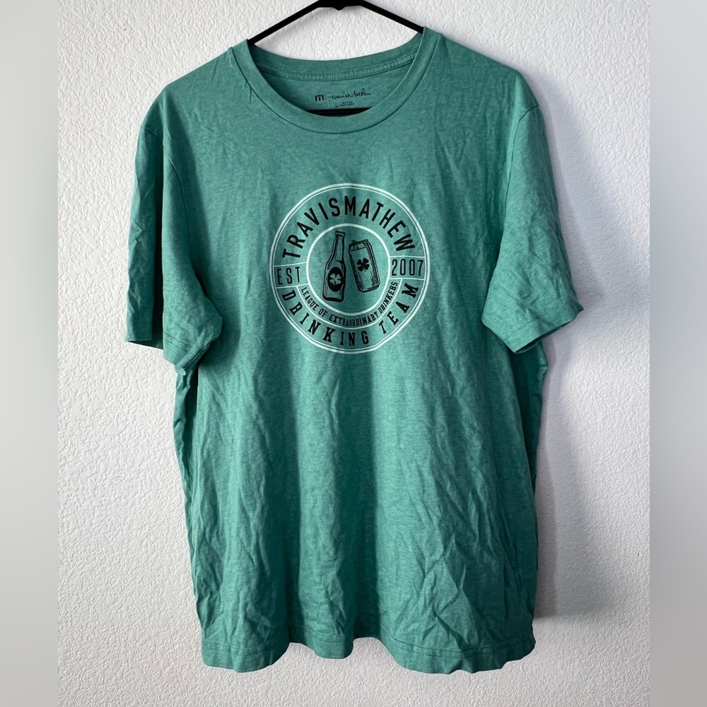 Travis Mathew T Shirt Mens Graphic Print Short Sleeve Green Size Large